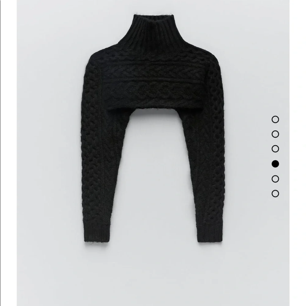 Zara black cable knit sleeve scarf sweater Nwt - Picture 2 of 4